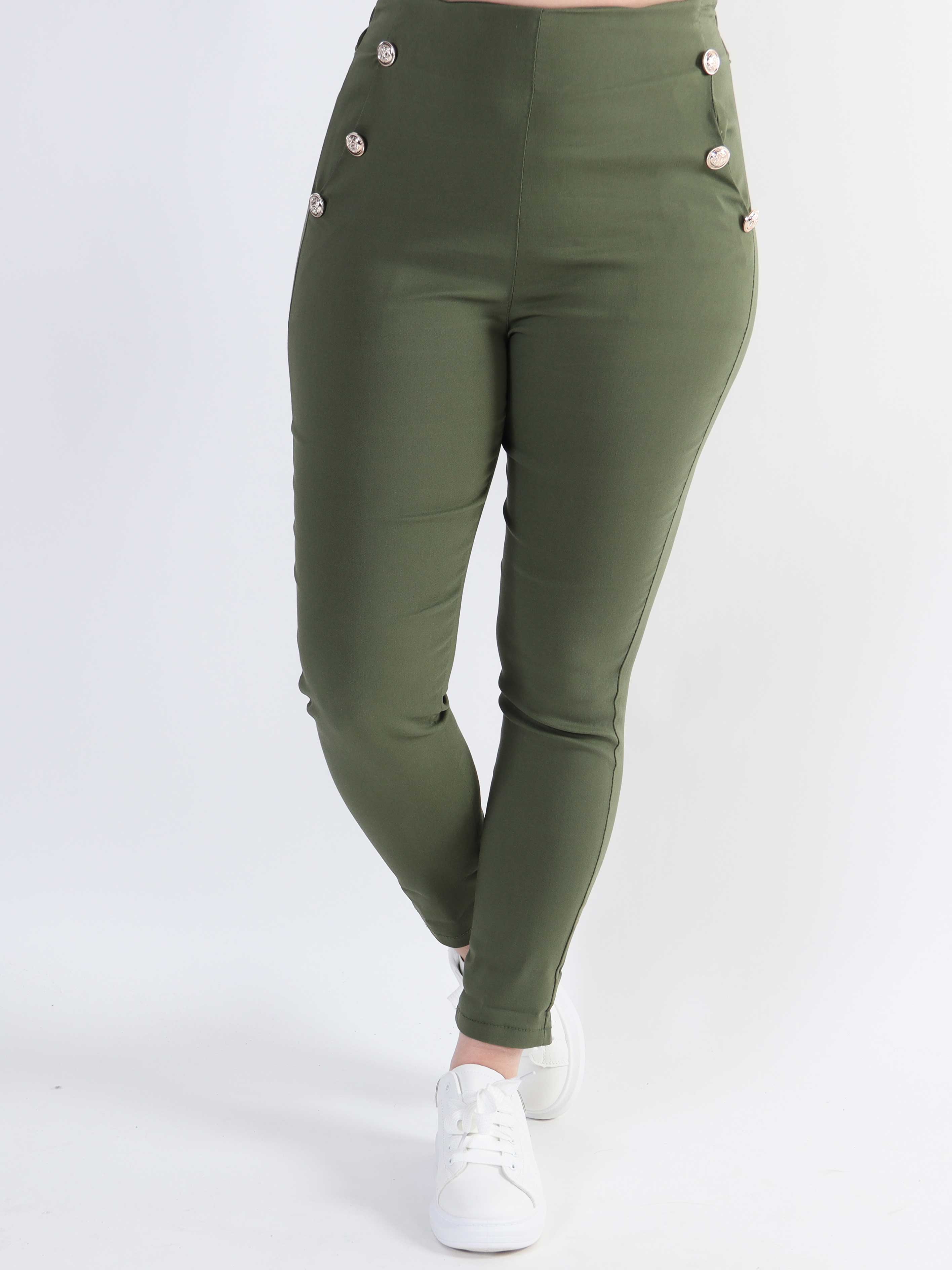 Emma - Leggings med elastikkant i livet og guld knapper